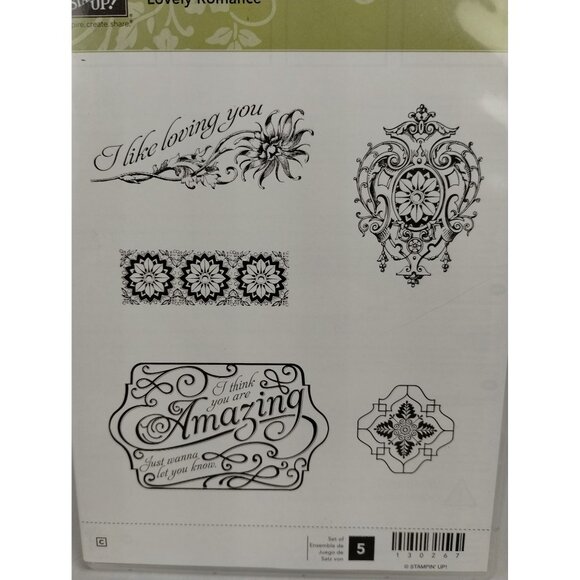 Stampin Up Lovely Romance 5 Piece Unmounted Retired Cling Stamp Set - Picture 2 of 5